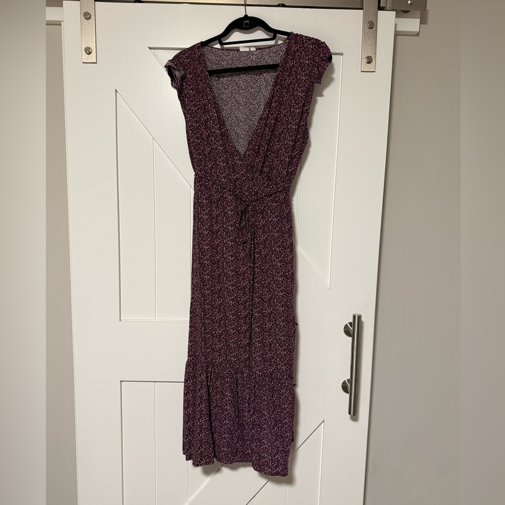 GAP Purple Midi Dress with Floral Pattern